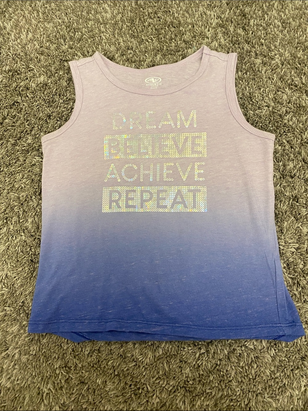 Athletic Works Pink to Blue Ombre Tank Top with Holographic Text
